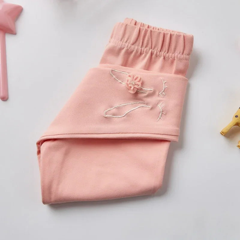 Bunny Embroidered Floral Leggings for Girls (2-7 Years) - Soft Stretchy Kids' Pants Cute Comfortable LeggingsToddlers & Children