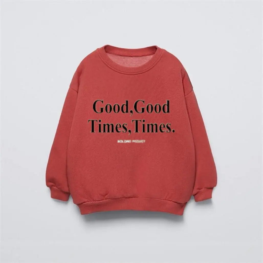 Kids New Printing Hoodie Outer Wear Loose Casual Round Neck Sweatshirst 2 3 4 5 6Years Old Child Versatile Long Sleeve Pullovers