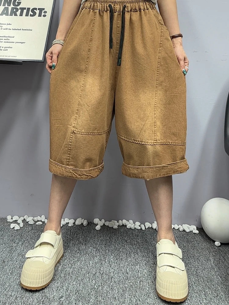 Amax LuluE 2026 Casual Womens Summer Fashion Jeans Loose Vintage Denim Pants Females Luxury Classic Elastic Waist Solid Trousers