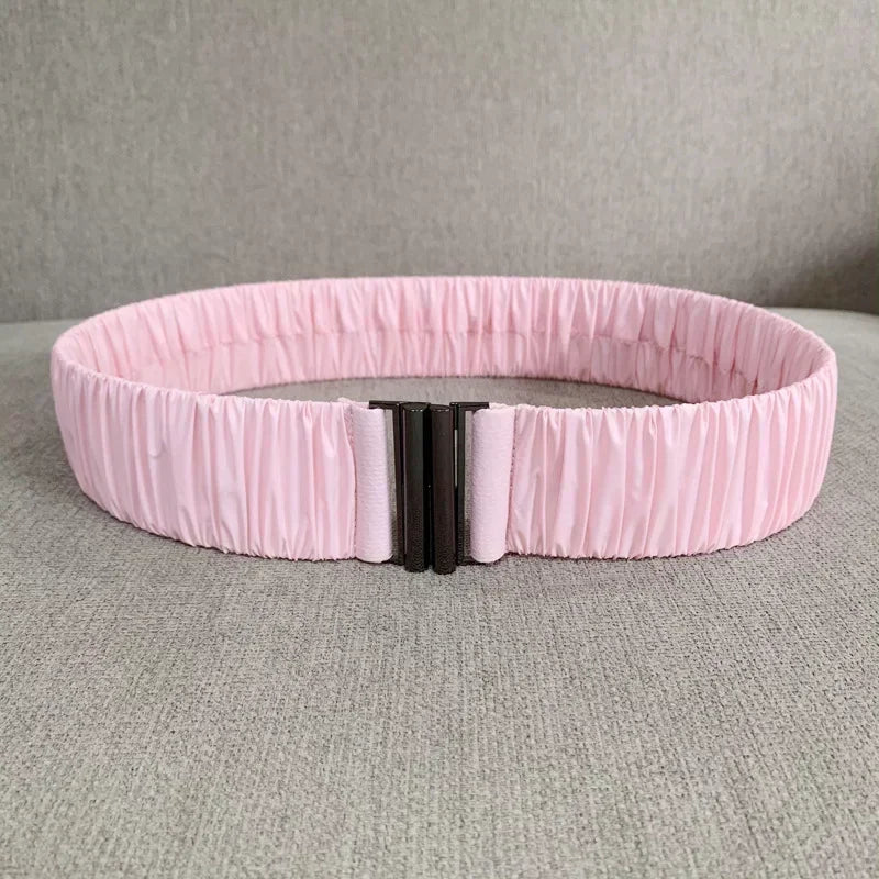 Colorful Women Elastic Band Wide Belts Simple Down Coat Waist Belt Female Buckle Black Strap Dress Decoration Accessories