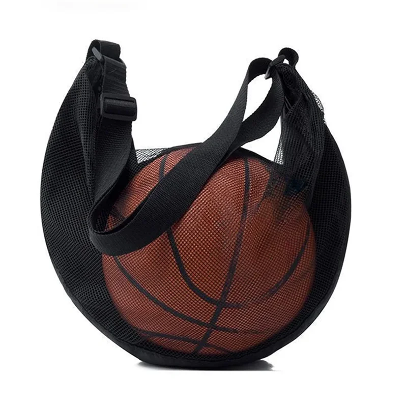 1 Pcs Single Ball Bag With Zipper Pocket Mesh Ball Storage Bag Sport Equipment Drawstring Sling Storage Net Carrying Basketball