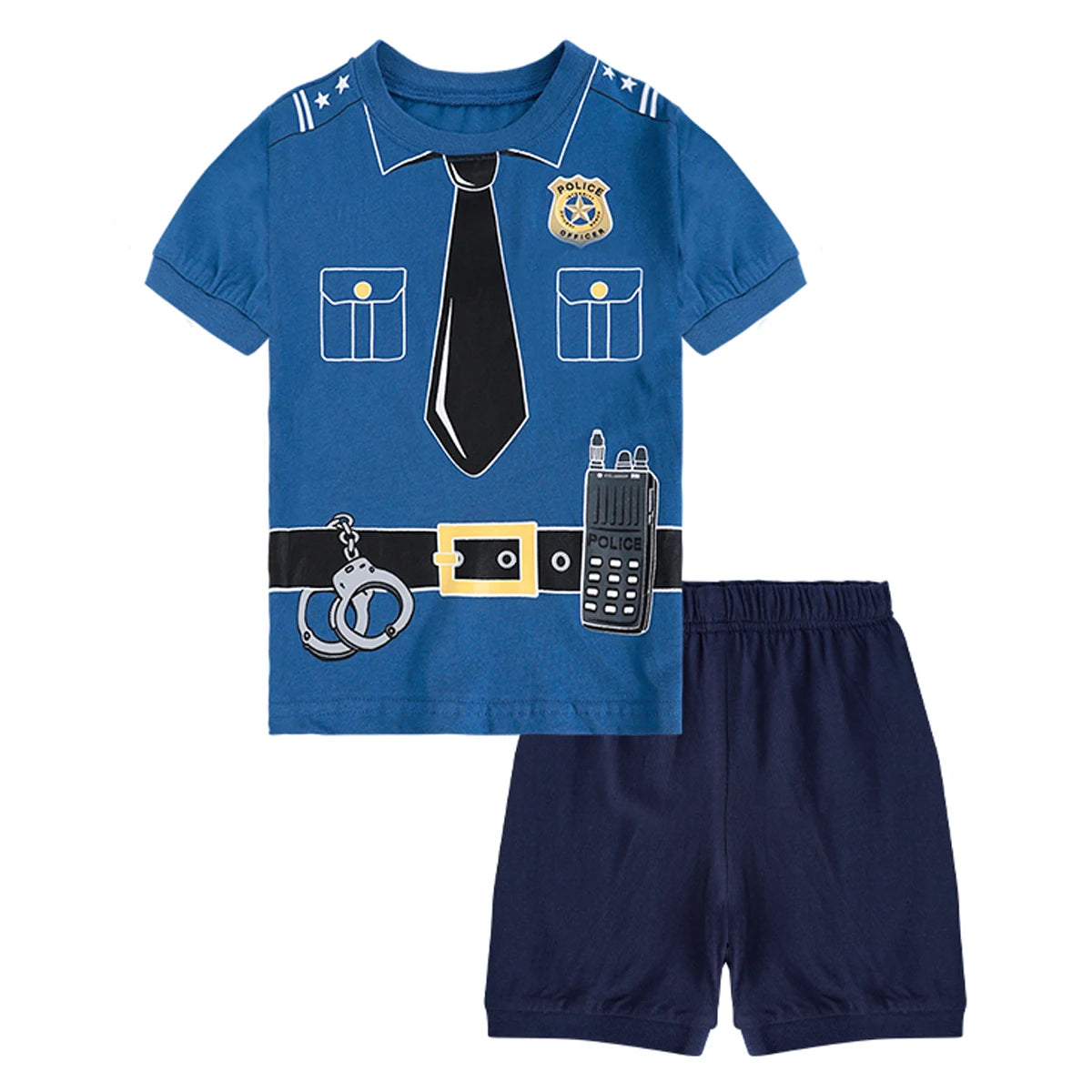 Kids Pajamas Sets Boys Policeman Sleepwear Baby Toddler Fireman Pyjamas Halloween Short Sleeve Pijamas Casual Clothing Sets