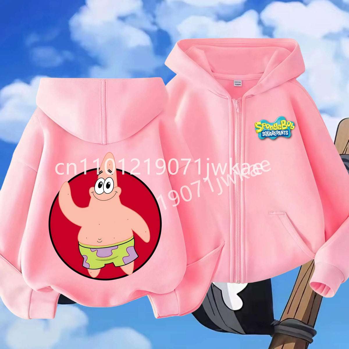 Hoodies Coat SpongeBob SquarePants Children Gifts Zipper Style Girls Boys Age 3-12 Kids Fashion Black Pink Fashion Sweatshirt