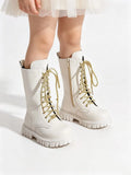 Childrens Fashion Boots 3-18 Years Old Boys Girls Tall Boots Autumn Winter Style British Style Kids Princess Long Boots Shoes