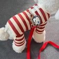 Pet Dog Clothing for Autumn and Winter, Suitable for Pulling Warm Striped Four Legged Small Puppies