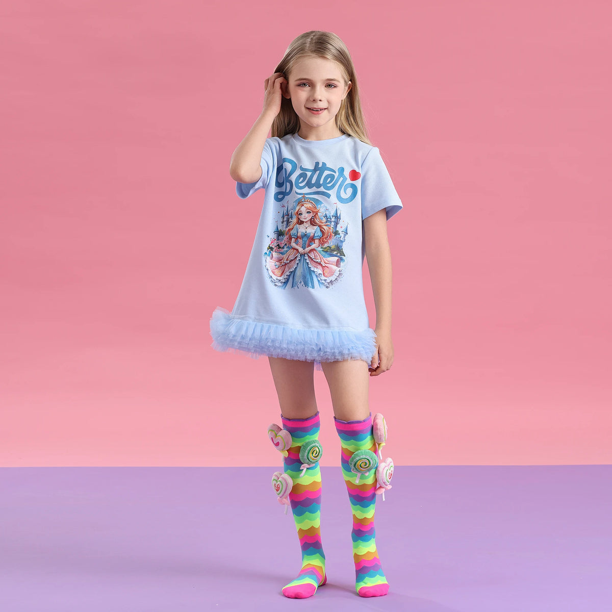 Crazy socks for kids Cute girl socks girls wacky Funky Stretch Mid to High Novelty Socks
