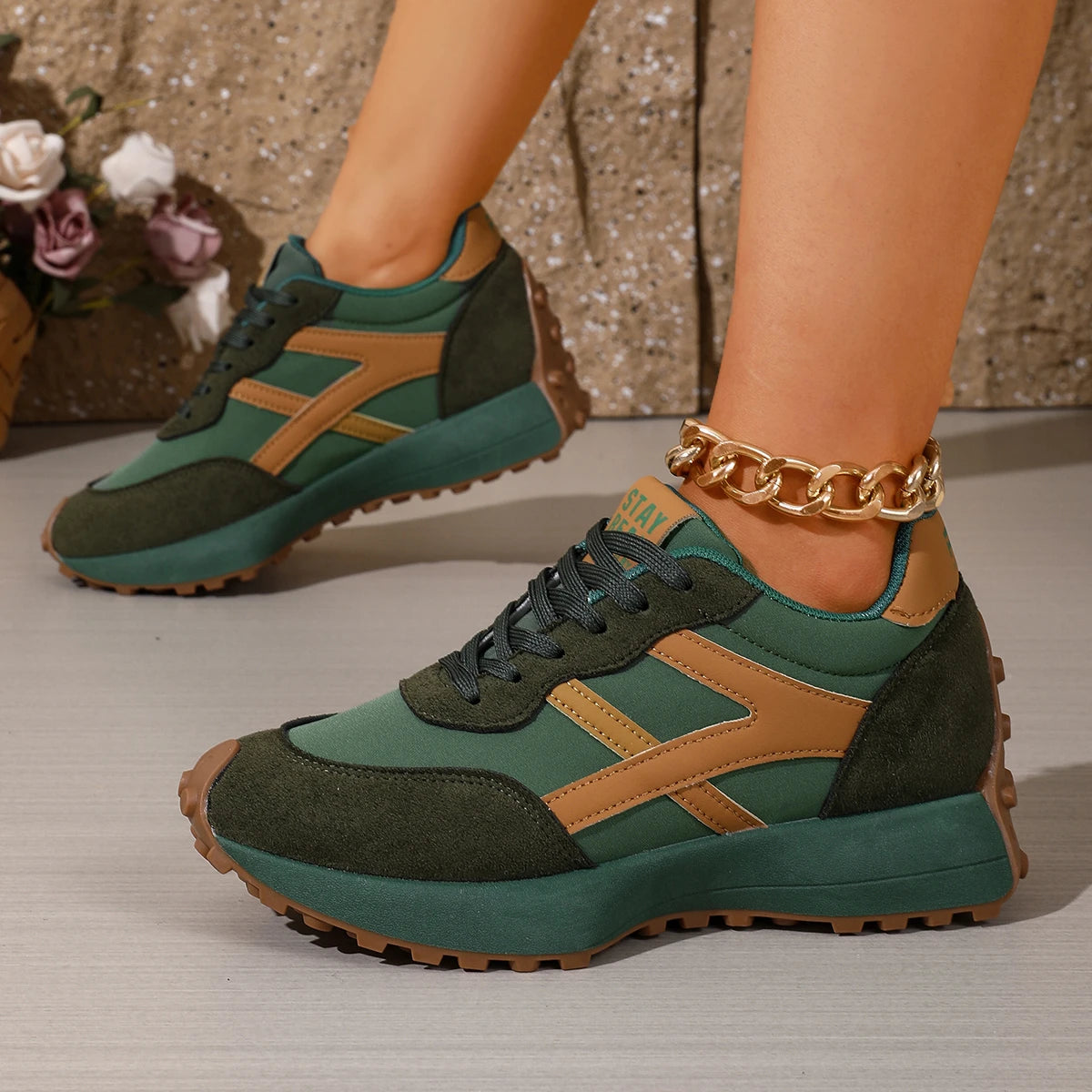 Women Sneakers  Casual Woman Lace Up Sport Shoes Luxury Platform Shoes Womens Leisure Light Anti-slip Running Shoes