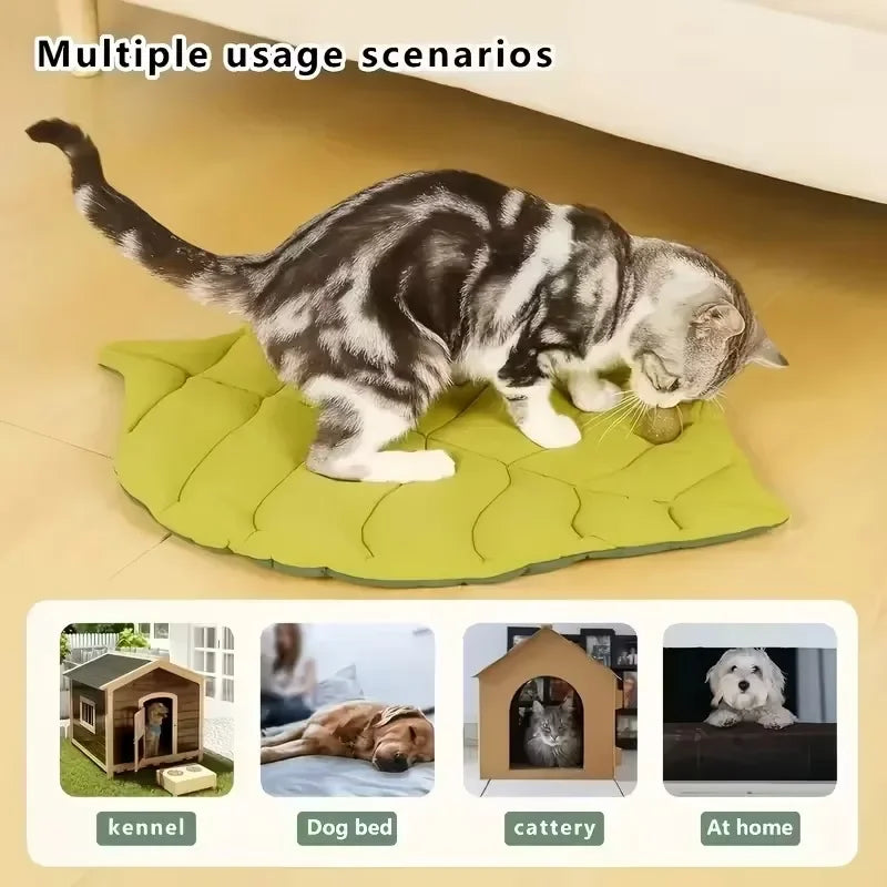 1-2PCS Leaf Shaped Pet Bed Reversible Soft Washable Non Slip Cushion for Cats Dogs Indoor Travel Camping Comfortable Cozy Mat
