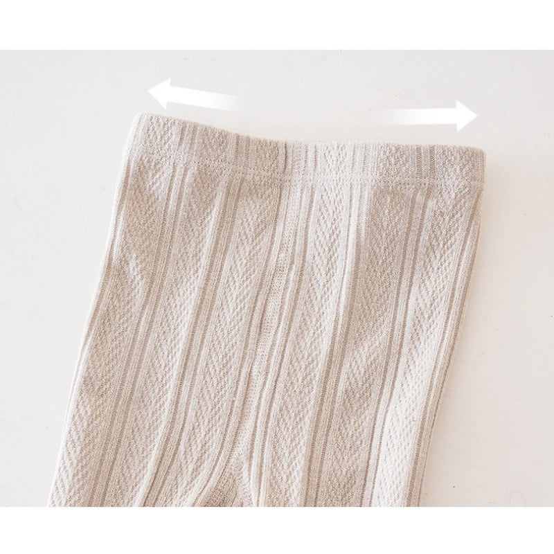 Kid Pants Spring Autumn Baby Girls Stretch Tight Leggings Cotton Solid Ruffle Ribbed Toddler for 1-8years