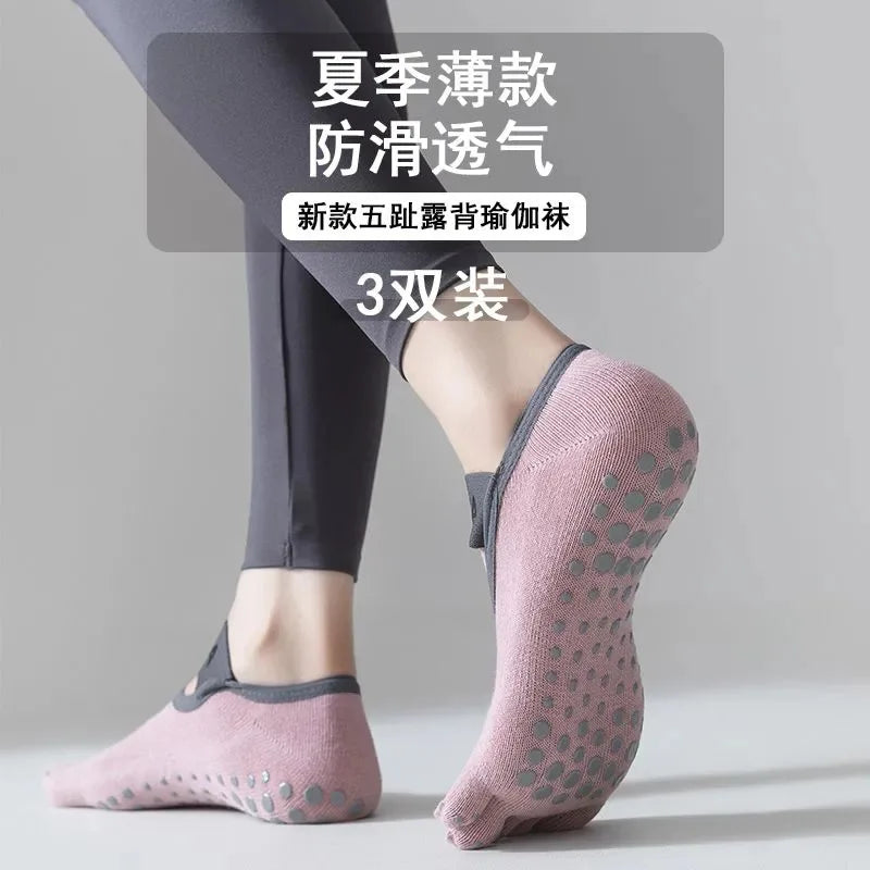 Women's Five Finger Yoga Socks Professional Anti-Slip Sweat-Wicking Floor Socks Indoor Dance Practice Socks Pilates Sock