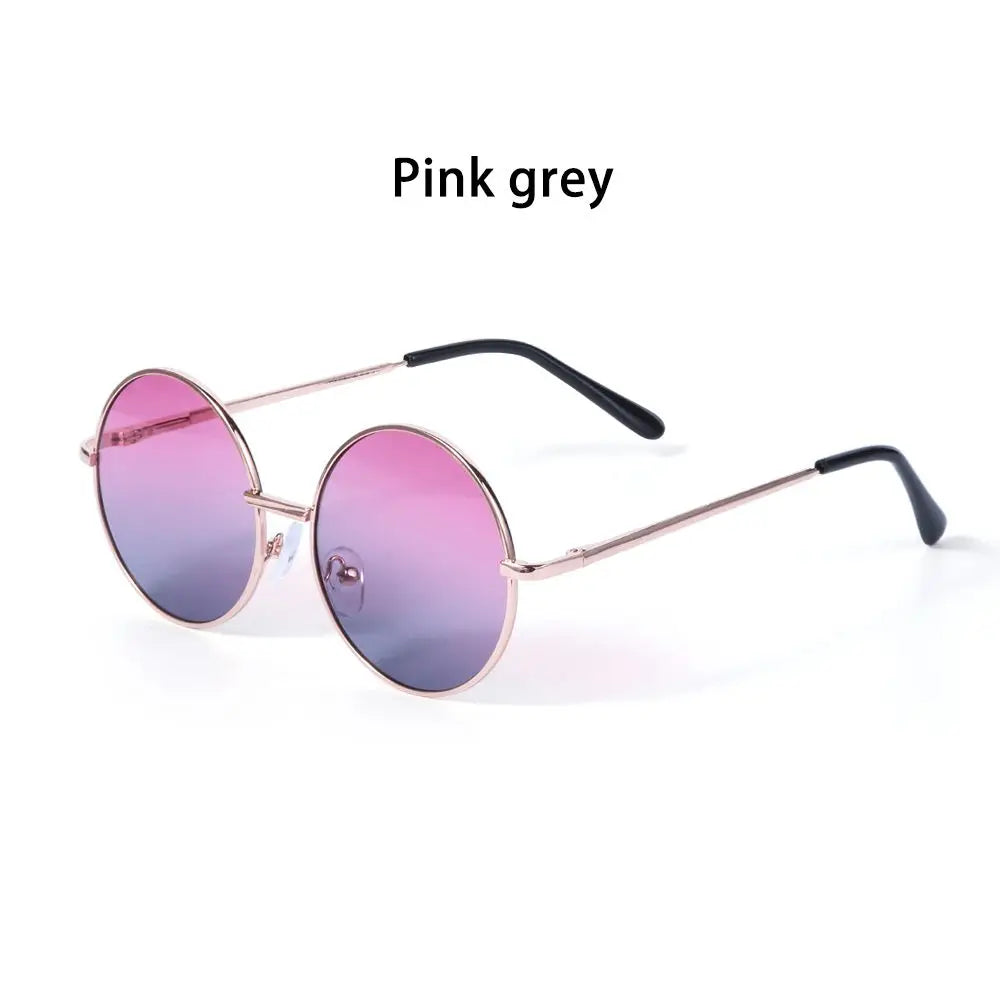 NEW Summer Child Retro Round Frame Sunglasses Children Kids Black Pink Red Lens Fashion Boys Girls UV400 Protection Eyewear 14mm
