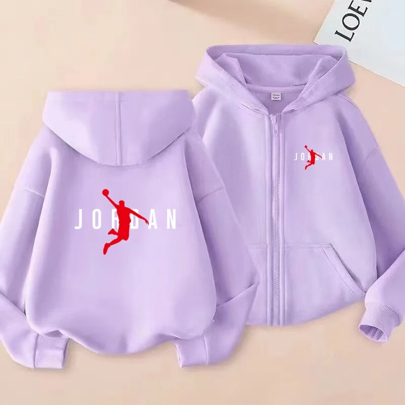 kids Autumn Winter Sweatshirt Basketball Charming Clothing Zipper Style Hoodie Girl Boy 3-12 Years Fashion Blue Black White Coat