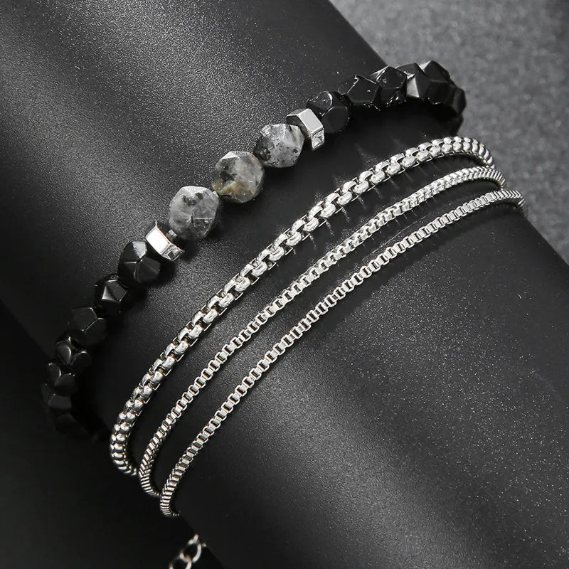 2pcs/Set Fashion Beaded Bracelets for Men And Women with Stone Charm Jewelry Set Best Gift Ideas