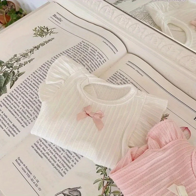 Adorable Dog Vest with Bowknot Summer Breathable 2-Leg Pet Clothes Teddy Cat Apparel Lightweight Tank Top Puppy Clothing