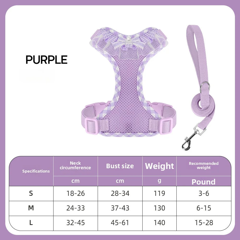 New Dog Harness and Leash Set Pet Accessories Dog Harness Small Dogs French Bulldog Pug Pug Bichon Frise Puppy Chest Collar