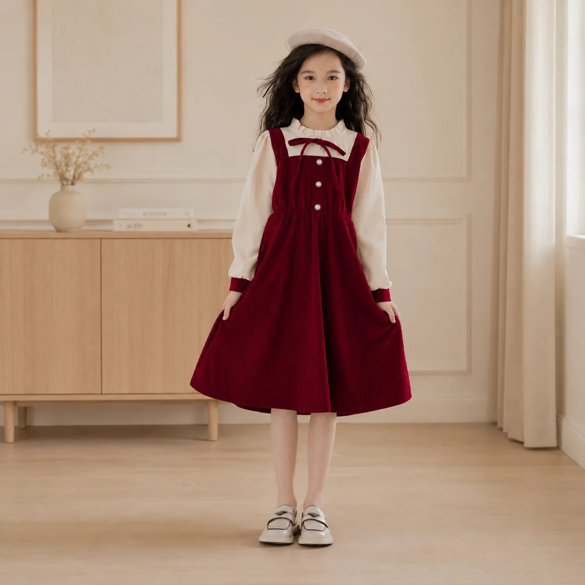 Kids Corduroy Long Dresses for Girls Clothes Teenagers Children Outfits Party Dress Autumn Warm Baby Costumes 6 8 10 12 13 Years